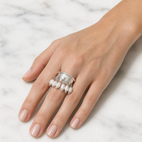 Modischer Ring für Damen, Kupferlegierung, 18 Karat vergoldet, gehämmerter Manschettenring mit imitierten Perlen, Boho-Partyschmuck