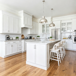 <span class=keywords><strong>Cuisine</strong></span> moderne en <span class=keywords><strong>bois</strong></span> OWS personnalisée, modulaire, écologique, ignifuge, avec évier blanc, poignées, tiroirs <span class=keywords><strong>et</strong></span> armoires prêts à l'emploi - Product Image 1