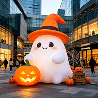 Décoration gonflable d'Halloween en forme de citrouille avec fantôme enlacé, éclairage LED, tissu Oxford résistant au soleil pour événements et fêtes en extérieur