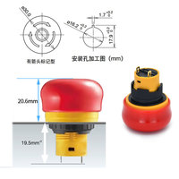 Bouton poussoir d'arrêt d'urgence rotatif de 16 mm, étanche, à déclenchement par torsion, interrupteur de sécurité pour équipement de machine