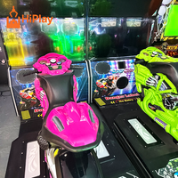 Simulateur de course de moto d'arcade de luxe à 4 écrans avec LED néon, machine de jeu de moto à monnayeur pour parcs d'attractions, FEC et centres commerciaux