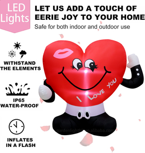 Décoration gonflable Cœur d'amour imperméable de 1,5 m avec lumière LED intégrée pour la Saint-Valentin, les anniversaires et les fêtes de mariage - Product Image 5