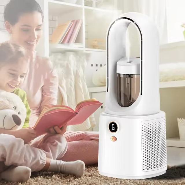Bladeless Fan Humidifier Water Usb Mute Desktop Bedroom Office Home Vaneless Spray Fan Night Light Electric Fan Air Conditioner