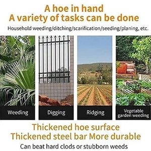 Azada de jardín-Azada hueca endurecida totalmente de acero, rastrillo de mano para plantar verduras, bordeadora de jardín para excavar - Product Image 4