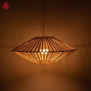 XH eco-friendly Natural Wicker Rattan Woven paralume illuminazione fatta a mano artigianale soffitto appeso lampada a sospensione copertura per E27