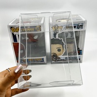 Kotak Display Plastik Transparan Pop Protector untuk Figur Funko Pop, Kotak Akrilik Tahan Lama, Dapat Ditumpuk, Logo Kustom Tersedia