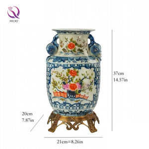 Vase en céramique artisanal exquis, style Art Déco, inspiré de la dynastie <span class=keywords><strong>Yuan</strong></span>, motif pot à gingembre émaillé, pour table - Product Image 3
