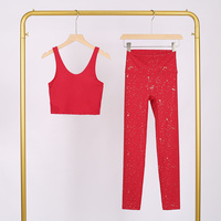 Ensemble de yoga pour femme de haute qualité, avec soutien-gorge de sport personnalisé, édition correcte, style L, coupe U, et pantalon scintillant, pour la gym, le sport et le fitness