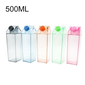 Botella de Agua Cuadrada de Plástico Transparente al por Mayor, Portátil, Antiderrames, Reutilizable, Vaso para Jugo, Vaso Personalizado para Leche, para Viajes - Product Image 2