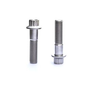 Boulons à tête hexagonale à bride en titane GR5 DIN933, boulons de jante 12 points M8x32 UNC brillants pour jantes fendues - Product Image 5