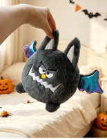 Bantal Labu Hantu Halloween dengan Boneka Laba-laba dan Kelelawar Bersulam, Isi Kapas PP, Dekorasi Kapas