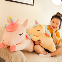 Coussin en peluche licorne arc-en-ciel coloré, animal en peluche doux, peluche kawaii multicolore pour enfants et adultes, vente en gros