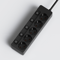 Multiprise Pheiyon 380J avec protection contre les surtensions, 5 prises Schuko, interrupteur individuel, sécurité enfant, CE NF ROHS, pour la maison, le bureau, le bureau à domicile, IP20