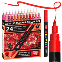 Lot de 24 marqueurs acryliques en boîte, assortiment complet, stylos de peinture imperméables, Acuarela Aquarell, prêt à offrir, fournitures d'art pour studio