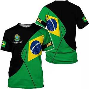 T-shirt 3D con bandiera del Brasile, nome personalizzato, girocollo unisex per adulti, manica corta, stampa digitale, sport e giochi - Product Image 1
