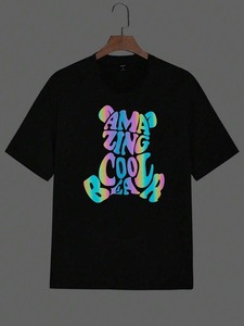 Camisetas reflectantes para hombre con estampado de oso y letras - directo de fábrica, personalización disponible.F10 - Product Image 4
