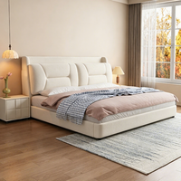 Lit de rangement moderne JUNYUHAO avec revêtement en tissu, mousse haute densité, cadre en pin, taille Queen/King
