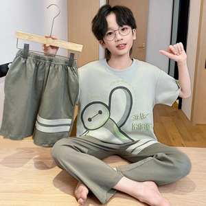 Pijamas Infantiles al por Mayor para Niños, Lindos Pijamas con Estampados <span class=keywords><strong>de</strong></span> Dibujos Animados y Superhéroes, Conjunto <span class=keywords><strong>de</strong></span> <span class=keywords><strong>Pijama</strong></span> Ligero <span class=keywords><strong>de</strong></span> Algodón para Verano - Product Image 3