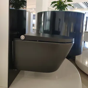 Matt Black Wall Hung Moderne intelligente Toilette Einteiliger integrierter intelligenter Toiletten sitz