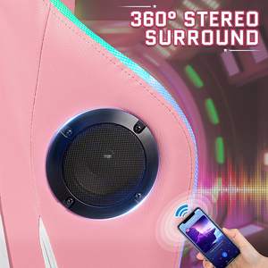 Brésil Sill Gamer Pro Rgb Rose Cuir Pvc LED Rgb Lumières Haut-Parleur Dos Haut <span class=keywords><strong>Musique</strong></span> Jeu Vidéo Chaise de Jeu <span class=keywords><strong>avec</strong></span> Support Lombaire - Product Image 3
