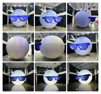 Lune gonflable lumineuse à LED avec lunettes de soleil et couronne, thème spatial, ballon publicitaire gonflable géant, décoration planète gonflable géante