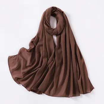 Ladies Premium Chiffon Polyester Hijab Shinny Rhinestone Muslim Shawls Instant Hijabs 24-Color Head Scarf