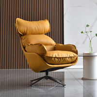 Fauteuil pouf moderne Boss Bubble pour salon, fauteuil pivotant de loisirs en cuir véritable durable, meubles de maison