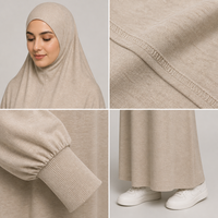 Robe tunique à capuche personnalisée pour femmes musulmanes, hijab intégré, poignets élastiques, coupe ample, maxi, couvrance totale, sur commande 2026