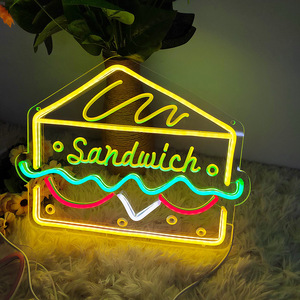 Enseigne néon LED ABS personnalisée Hamburger et frites pour publicité directionnelle de taxi-bar - Télécommande, multicolore, OEM/ODM - Product Image 5