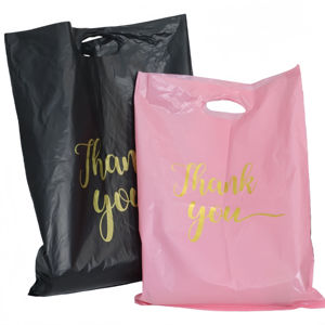 Sac de shopping en plastique de haute qualité avec logo personnalisé, sac d'emballage en plastique HDPE, poignée découpée, sac de transport - Product Image 4