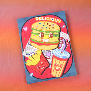 Juego de pintura acrílica de 6 colores Premium con lienzo de madera Imagen de comida rápida por números Imagen fácil de dibujar <span class=keywords><strong>para</strong></span> niños - Product Image 1