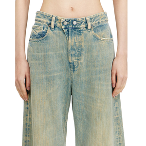Jeans amples et larges pour hommes, taille mi-haute, entrejambe bas, coupe ample et oversize, longueur au sol, avec braguette boutonnée, effet vintage délavé, vente en gros - Product Image 4
