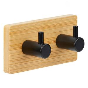 ไม้แขวนเสื้อไม้ไผ่แบบมีกาวในตัว พร้อมตะขอสแตนเลส 2 อัน ขนาด 9x3.6 ซม. สูง 4.5 ซม. - Product Image 1