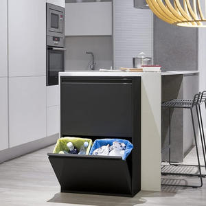 Contenedor de Basura para Cocina de Acero, Contenedor de Reciclaje con 4 Cajones, Contenedor de Basura de Acero Laminado en Frío, Contenedor de Clasificación de Basura - Product Image 1
