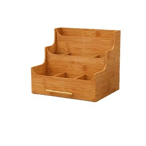 Wooden <b>Storage</b> Rack 3 Tier Compartmentalized Organizer Desktop <b>Drawer</b> <b>Box</b> For Office Desk Organization - Product Image 1