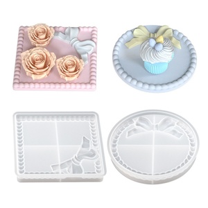 Wholesale Cup Tray Resin Molds Silicone coaster Molds Round <b>square</b> Bowknot Butterfly Knot Mould - Product Image 4