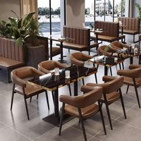 Juego de Mesa de Comedor Comercial para Pizzería, Panadería, Cafetería, Tienda de Té, Sillas para Hostelería, Muebles de Restaurante, Mesa de Comedor y 4 Sillas