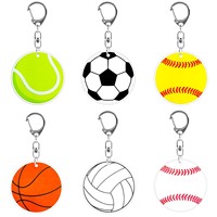 Porte-clés LED UV 3D en PVC en forme de ballon de sport, étanche, lumière vive, football, basketball, porte-clés pour les fans de sport, cadeaux