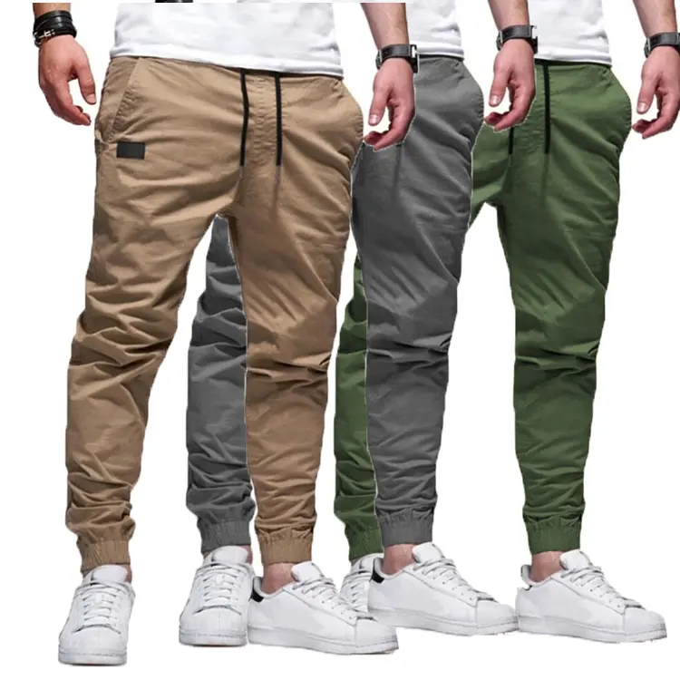 Custom Solid Color Ankle Banded Pant Slim Fit Trousers Men Cargo Pants Casual Outdoor Wear Overalls