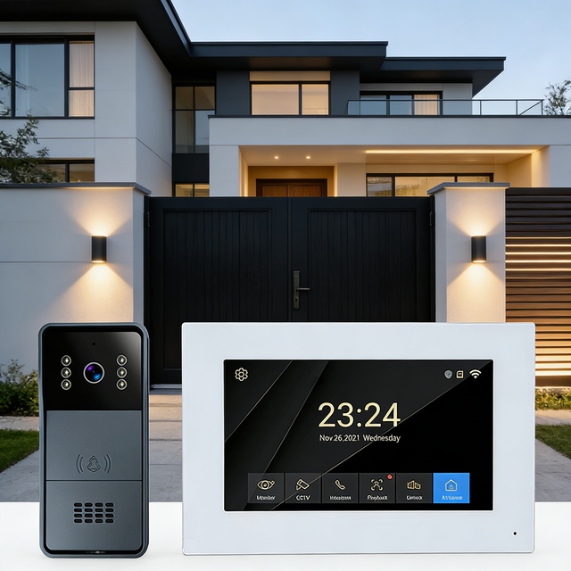 Support 2 Door Stations 1 2Mp Camera 1 Doorphone Video Intercom With Ce/Fcc/Rohs Certificate