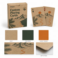 Cartes à jouer en papier kraft avec logo personnalisé, jeu de 54 cartes avec finition mate et boîte à rabat en kraft non emballée pour cadeaux d'événements