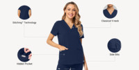 Conjunto de Uniforme Médico para Mujer, con Logotipo Personalizado, Transpirable, Elástico, de Tela Twill, con Protección Contra Agujas, para Doctoras y Enfermeras de Hospital