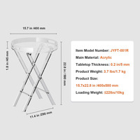 Table d'appoint pliante en acrylique transparent avec pieds en X, plateau pliable pour servir dans la chambre ou le salon