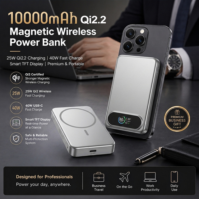 Aspor 10000mAh Qi2.2 Wireless 25W Portable Charger Custom Logo Magnetic Fast Charging Power Bank Premium Corporate Gift LX27Plus