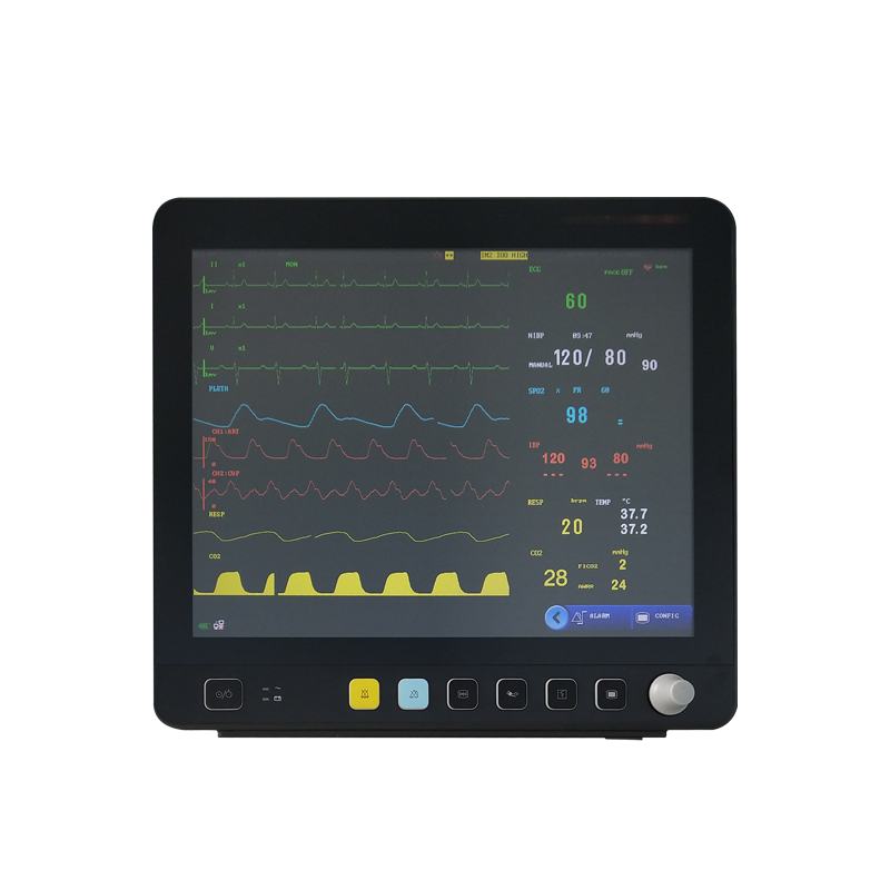 yonker15 inch TFT screen multiparameter medical mobile ambulance patient monitor 6 parameter inside printer for hospital
