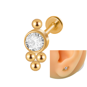 Acero quirúrgico Cubic Zircon Monroe Cartílago <span class=keywords><strong>Medusa</strong></span> <span class=keywords><strong>Piercing</strong></span> en la espalda Roscado internamente Cluster Pendiente Lip Stud Ring - Product Image 5