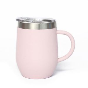 12Oz Customized Logo <b>Double</b> <b>Wall</b> Stainless Steel Wine Tumbler Insulated Coffee <b>Mug</b> Egg Shape Travel Print Cup With Handle - Product Image 3