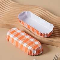 Boîte à emporter pour frites et hot-dogs, en papier kraft, résistante à la graisse, à carreaux orange et blancs, personnalisable
