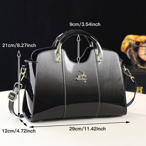 Bolsos de Hombro de Nailon con Cierre de Cremallera y Patrón Geométrico para Mujer, Bolsos de Mano de Cuero PU de Lujo - Product Image 2