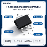 NK ISP650P06NMXTSA1 SOT-223 MOSFET à canal P -60V -8A Faible Rds(on) Transistor de puissance SMD pour interrupteur de charge, commande de moteur, éclairage LED